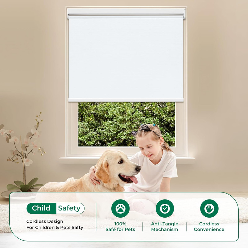 Remote Control Motorized Blackout Roller Blinds - White 35" W X 72" H gallery