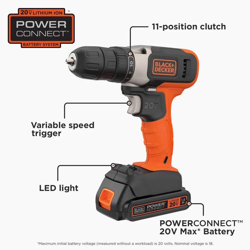 BLACK+DECKER 20V MAX* Cordless Drill - BCD702C1 gallery
