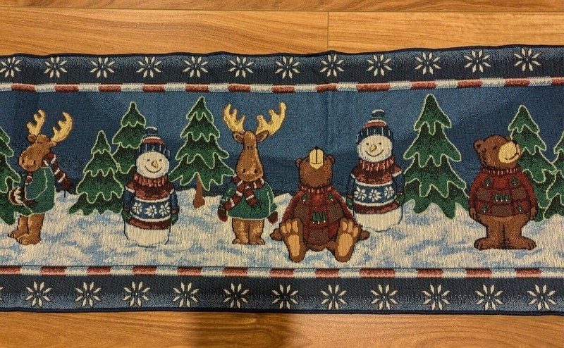 Holiday Table Runner 12x70 Rustic Moose Snowman Bear Forest Rustic Decor gallery
