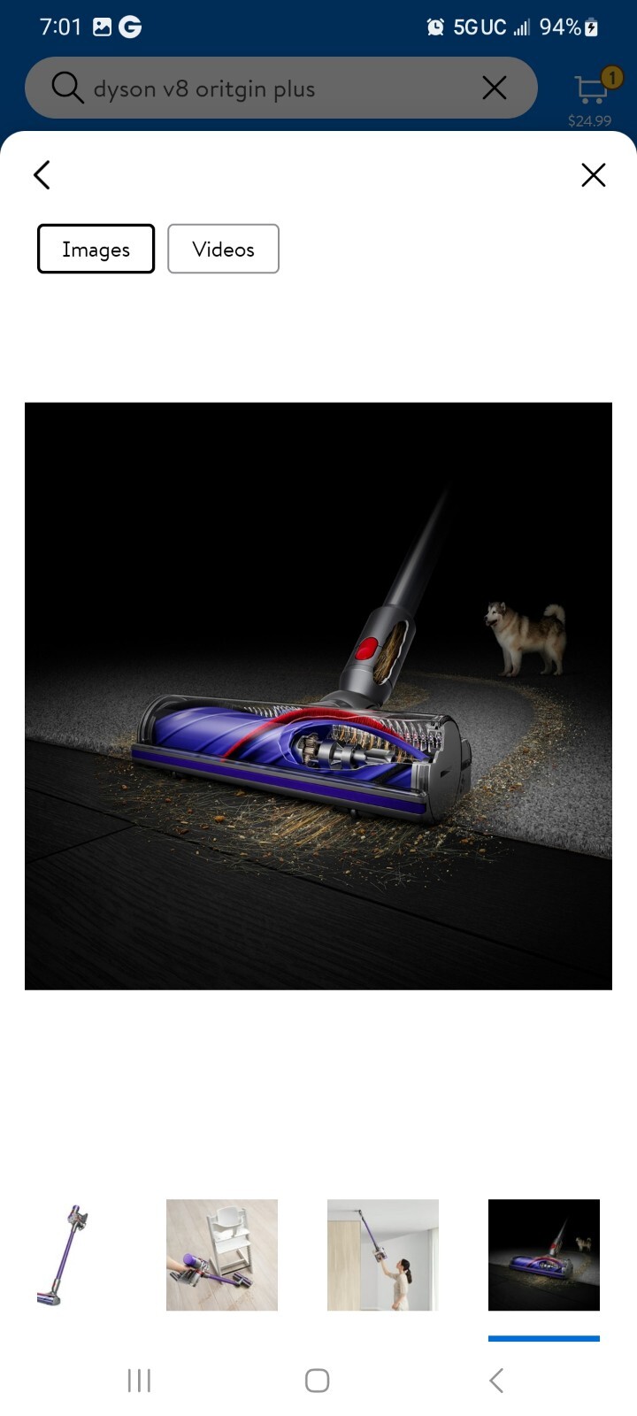 Dyson V8 Origin Plus Cordless Stick Vacuum Cleaner Purple SV25 NIB gallery
