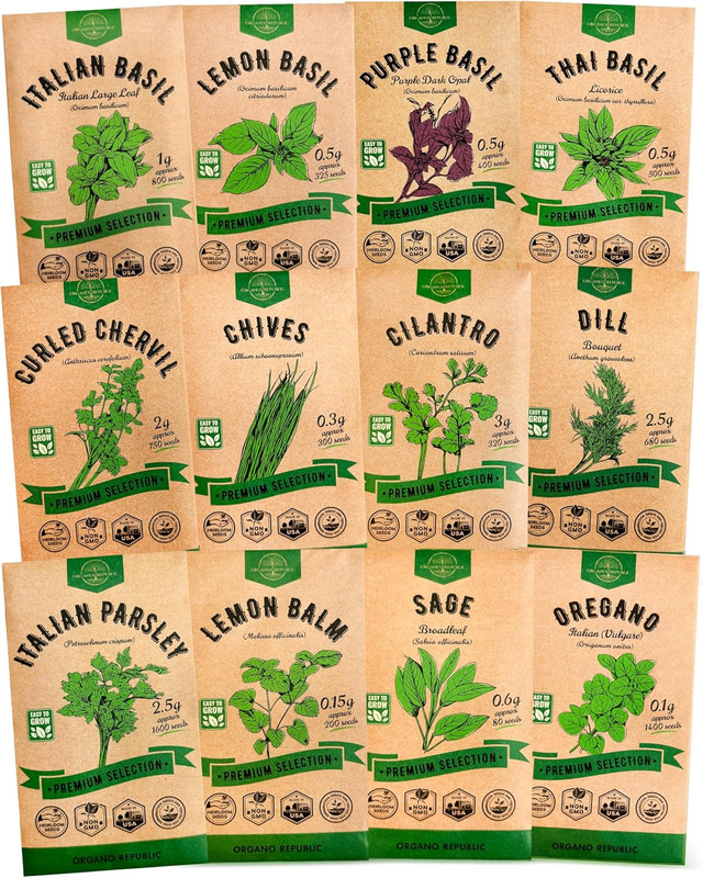 Culinary Herb Seeds Variety Pack 12 Types Non-GMO Heirloom Indoor Outdoor Garden gallery