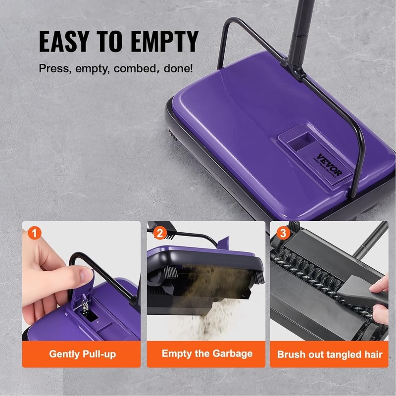 Lightweight Floor Sweeper - Easy to Empty, 6.7 Inch for Hard Floors & Carpets gallery