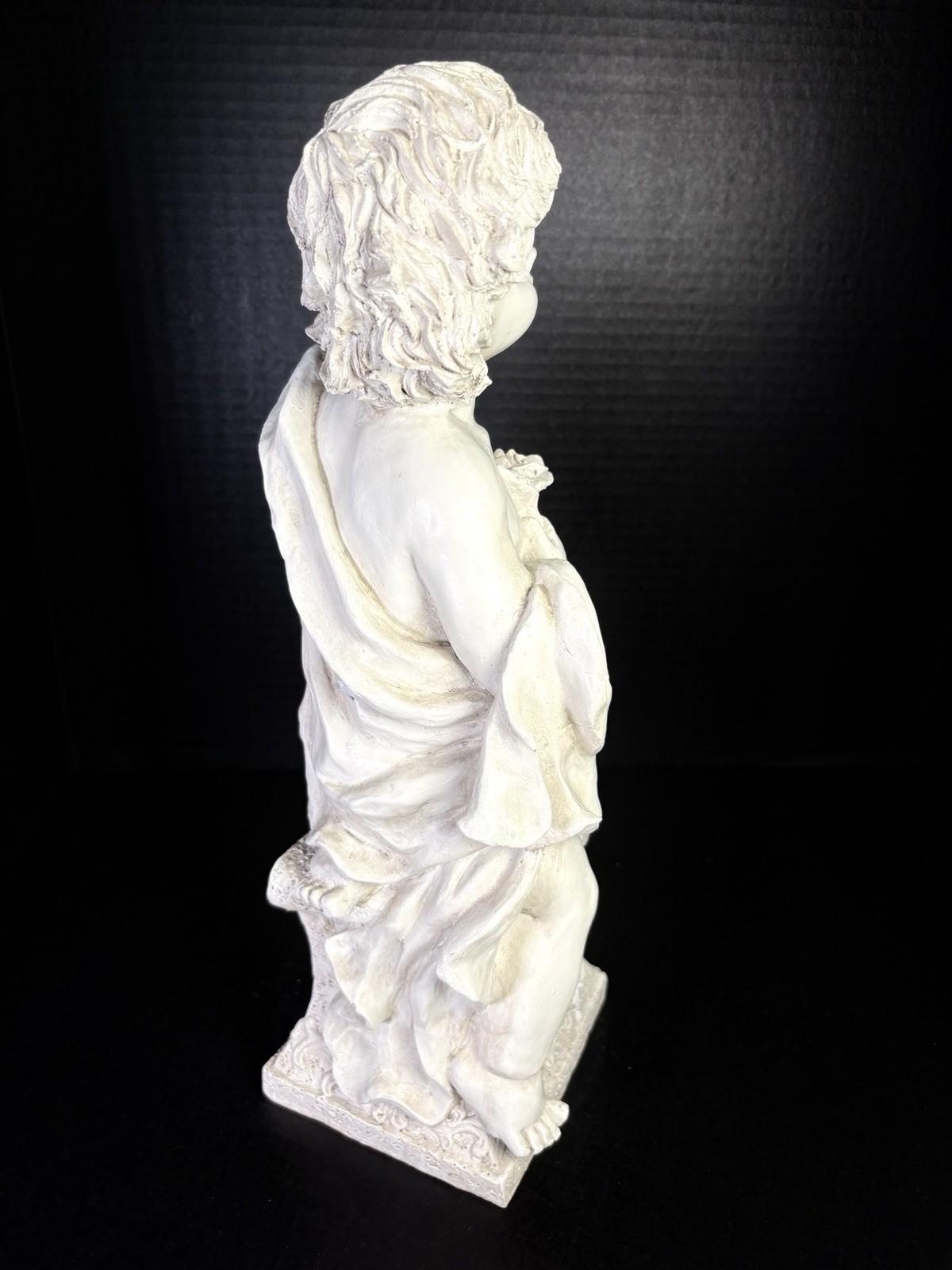 Stone Look Cherub Angel Statue Holding Rose Garden Decor Figurine gallery