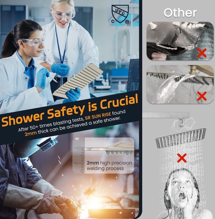 SR SUN RISE Shower Faucet Set Bathroom Square Rain Shower Head gallery