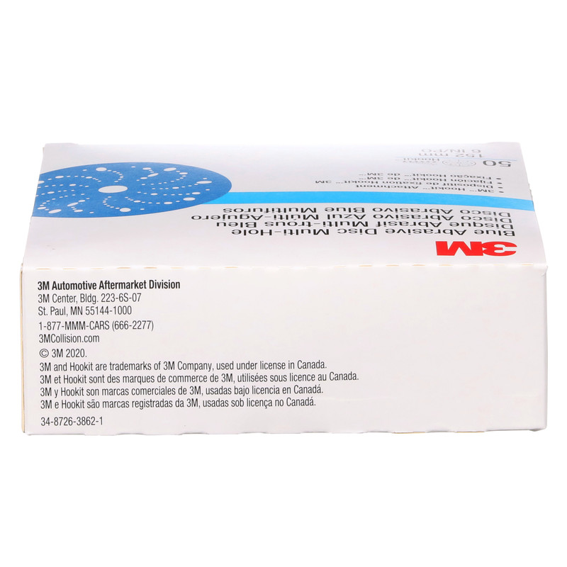 3M Hookit Blue Abrasive Disc 321U Multi-hole, 36184, 6 in, 800 gallery