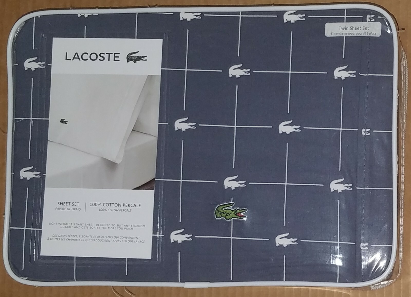 Lacoste Slice Sheet Set Twin Vintage Indigo 19938038 RETAIL $68.00 * NEW * gallery