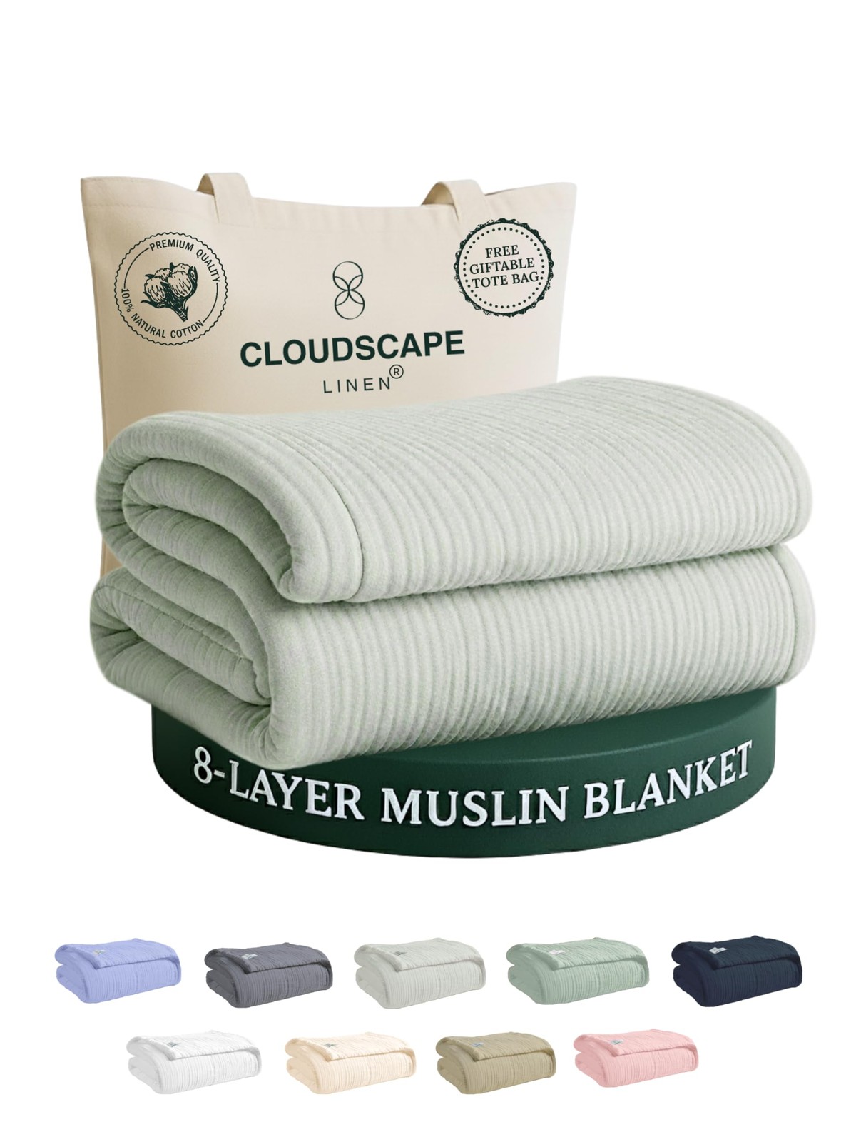 CLOUDSCAPE 8 Layer Muslin Blanket for Adults, 100% Cotton Queen Size Blankets... gallery