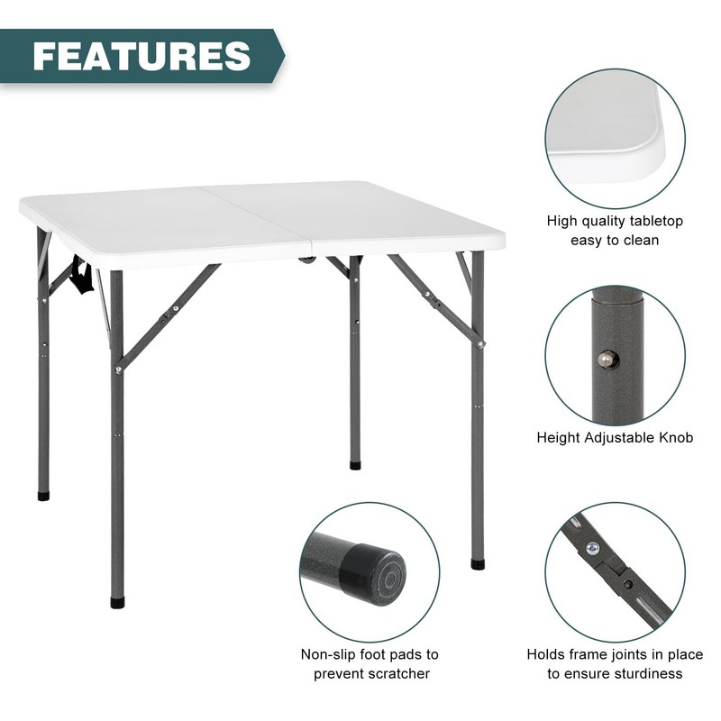 Fdw 34 Square Outdoor Dining Table Foldable Portable Plastic Folding Card Table gallery