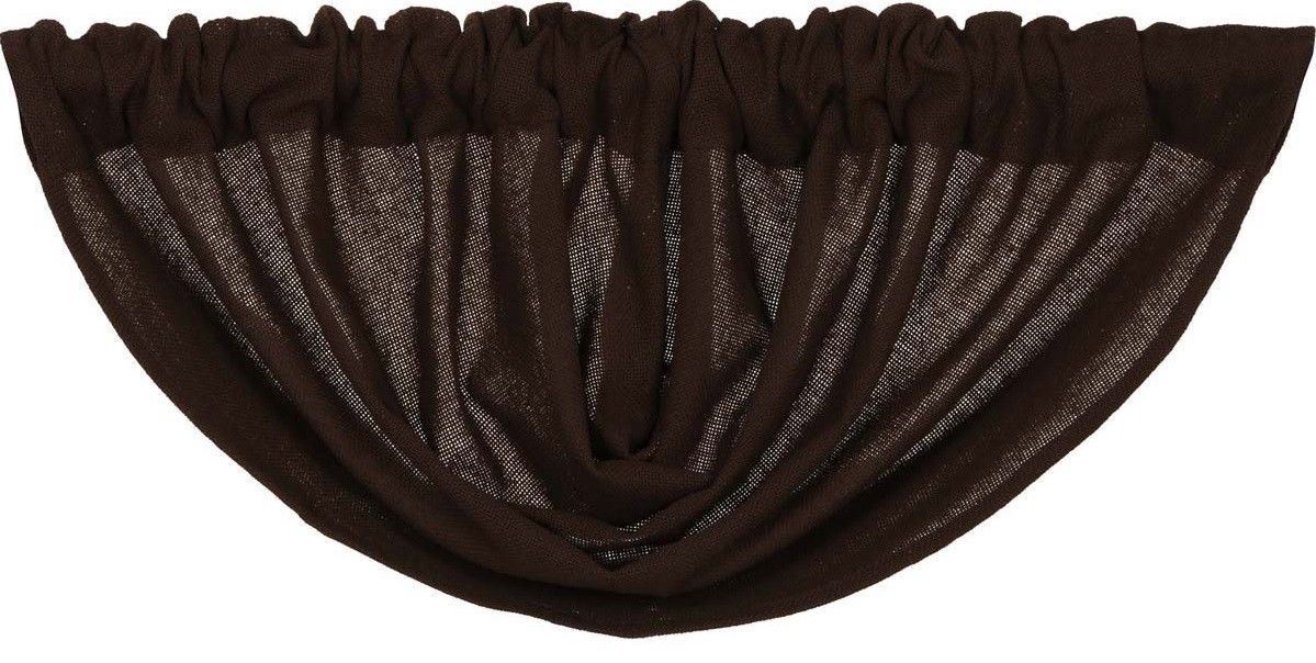 Burlap Chocolate Brown 100% Cotton Rustic Country Primitive Balloon Valance 60"W gallery