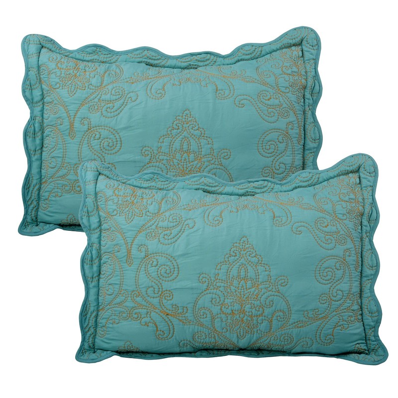 Home Soft Things Damask 4 Piece Bedspread Set,Scalloped Edge Reversible Quilt Co gallery