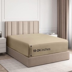 Extra Deep Pocket 400 Thread Count Fitted Sheet Only, 100% Cotton by CGK Linens