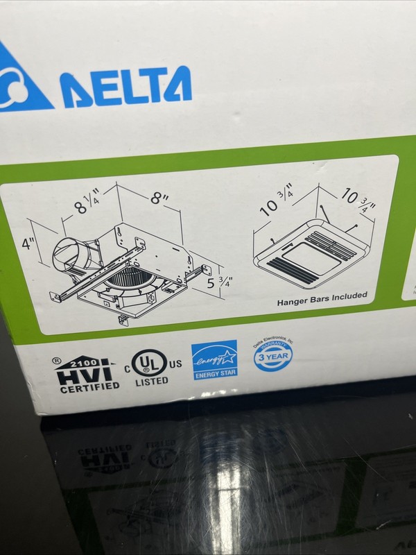 NIB Delta Breez Bath Ventilation System / Humidity Sensor/ LED Light VFB80HLED2 gallery
