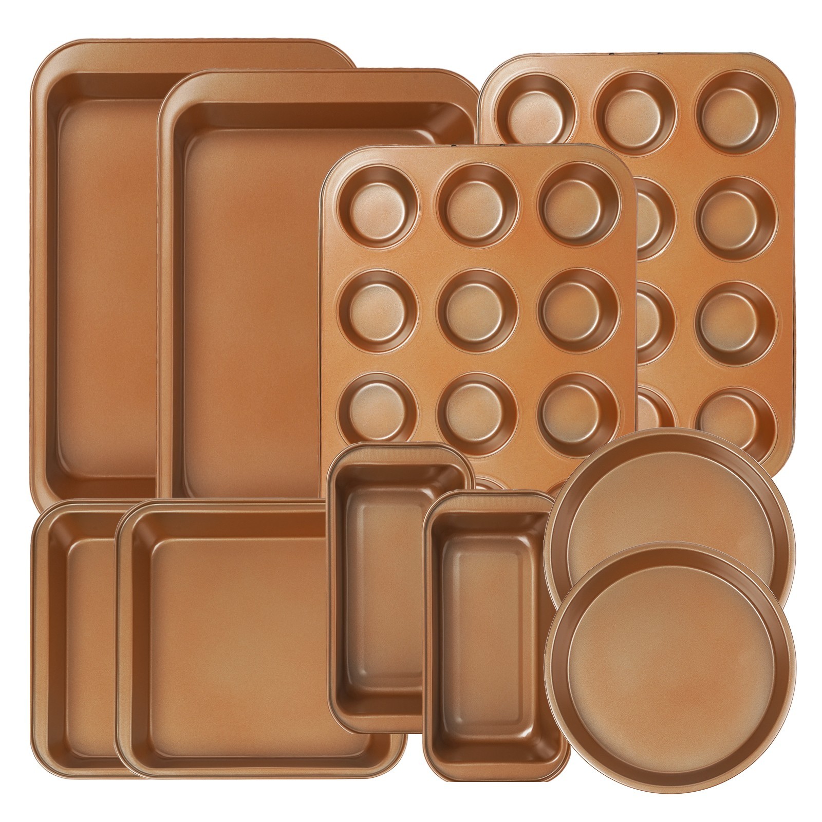 KOOMADE 10Pcs Nonstick Carbon Steel Bakeware Set Cookie Sheet Roasting Pan gallery