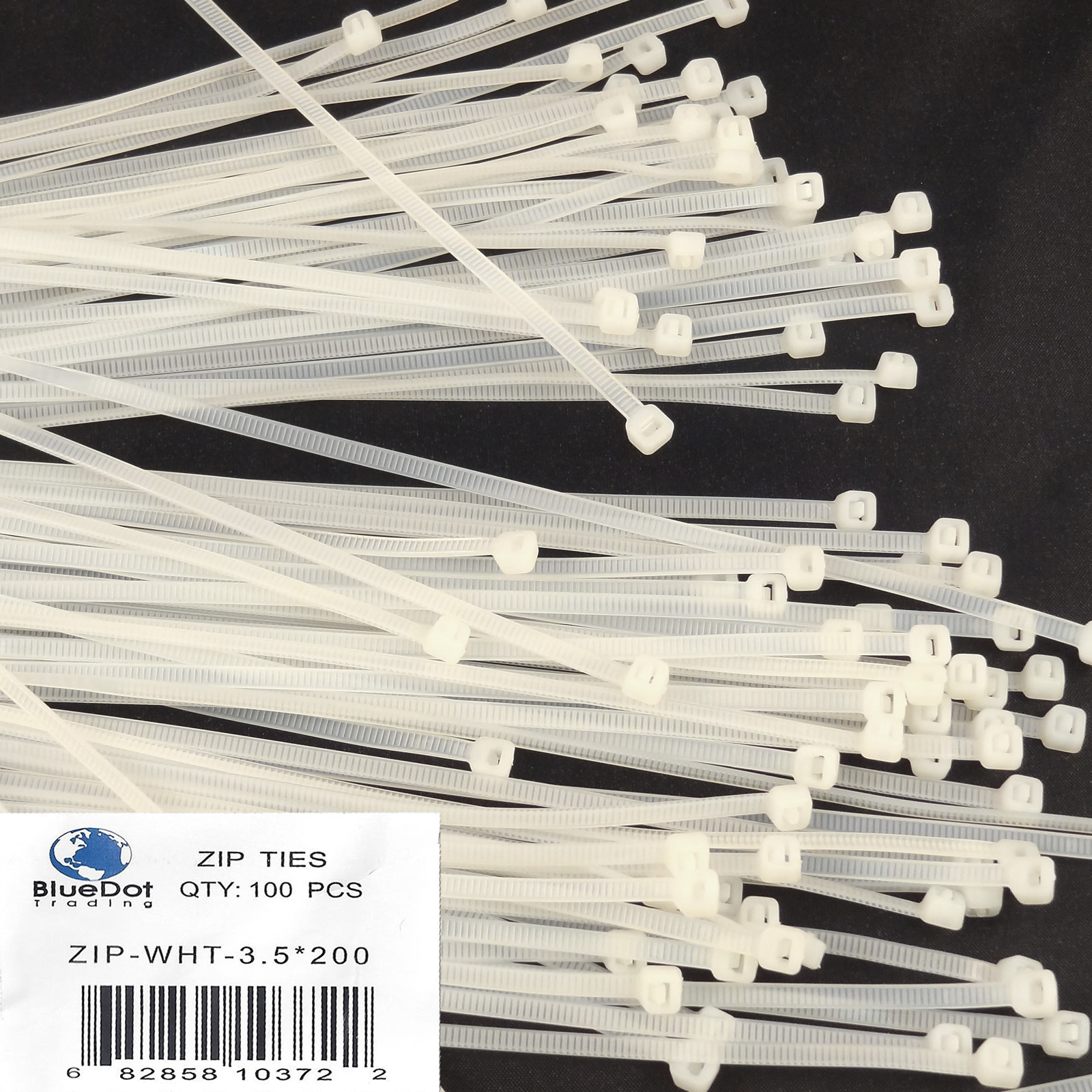 100 Pack Lot Pcs - 8" Inch UV Resistant Nylon Cable Zip Wire Tie 40 lbs - WHITE gallery