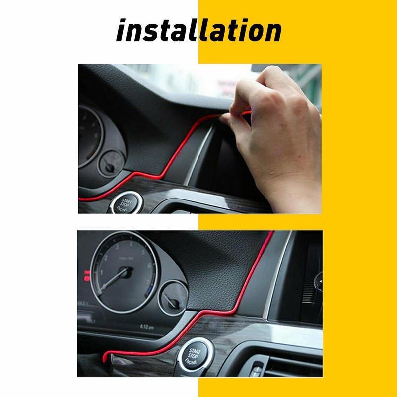 Universal Car LED Wire String Strip Interior Decorative Atmosphere Light Red 5M gallery