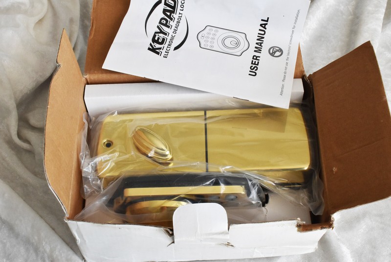 BRASS Front Door DEADBOLT Lock with Lever w/keys Entry Electronic Digital Keypad gallery