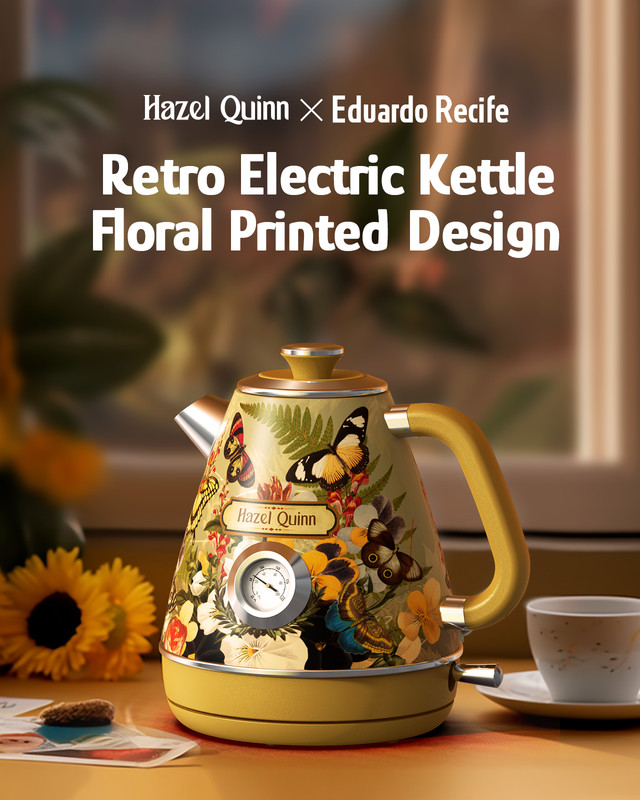 Hazel Quinn Electric Kettle Toaster Set 304 Stainless Steel Floral Patterned gallery