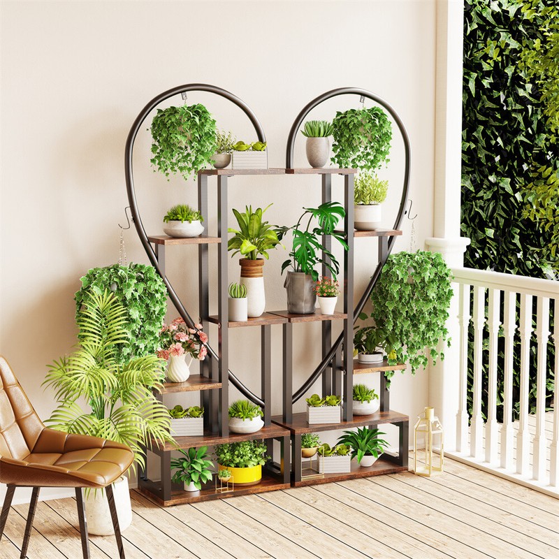 2 Pack Large Plant Stand Indoor Premium Half Heart Plant Shelf with Hanging Hook gallery