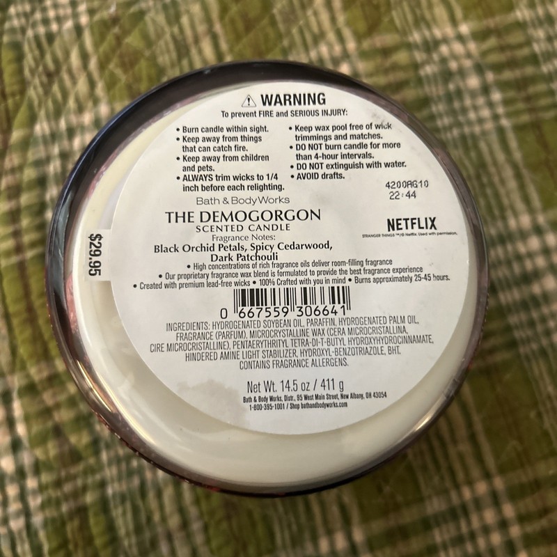 Bath & And Body Works STRANGER THINGS THE DEMOGORGON 3-Wick Candle Netflix gallery