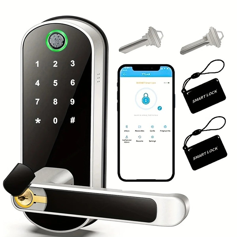 Fingerprint App Remote Control Keyless WIFI Digital Touchscreen Lock 2 IC Cards gallery