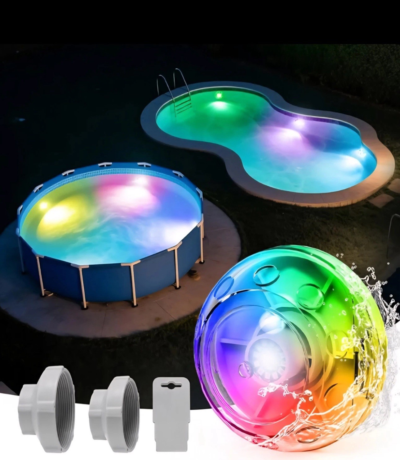 POOL JET LED LIGHT AUTO COLOR CHANGE No Electricity. Easy Installation. NEW NIB gallery