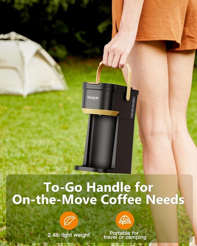 Single Serve One Cup Coffee Maker – K Cup/Grounds, Mini 6–12oz Portable, Black gallery