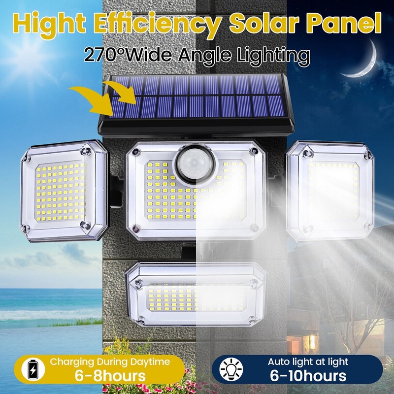 3000LM Outdoor Solar Motion Sensor Light 333 LEDs Waterproof Security Wall Lamp gallery