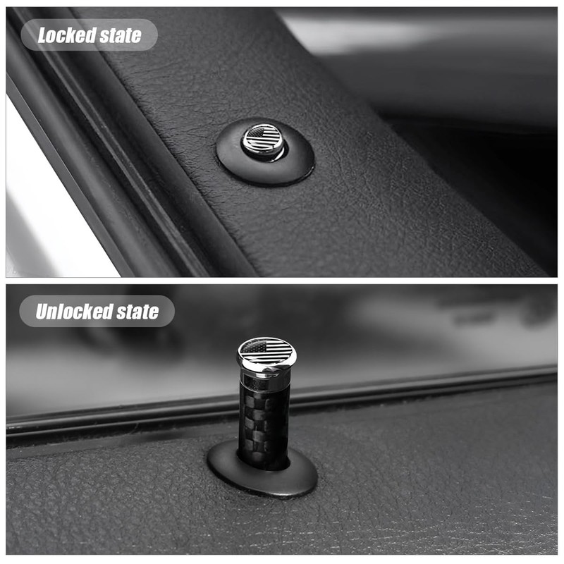 Moly Magnolia 4PCS Car Door Lock Knobs, American Flag Carbon Fiber Black gallery