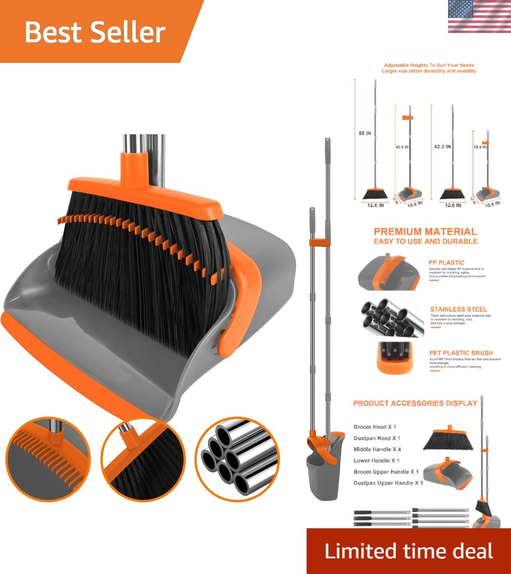 Heavy Duty Broom and Dustpan Set Long Handle Industrial Cleaning Combo gallery