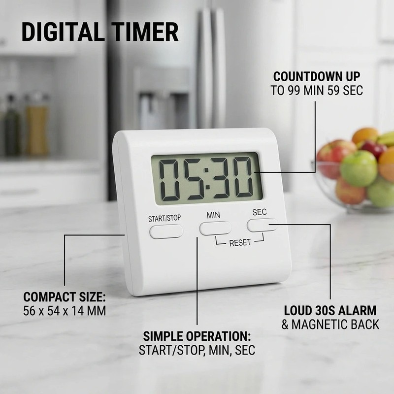 Large LCD Digital Kitchen Cooking Timer Count Down Up Clock Loud Alarm Magnetic gallery