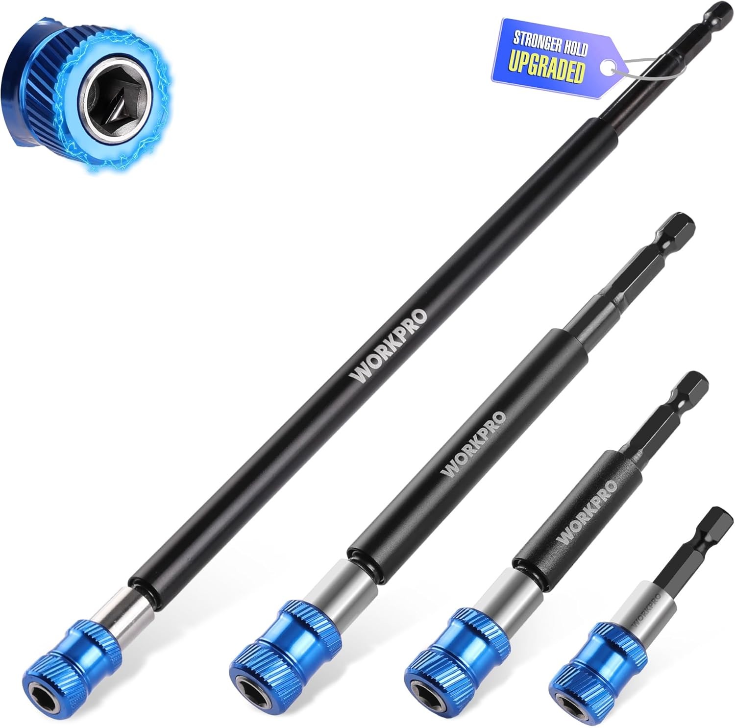 WORKPRO 4Pcs Magnetic Drill Screwdriver Bit Holder Extender in 2-3/8",4",6",12'' gallery