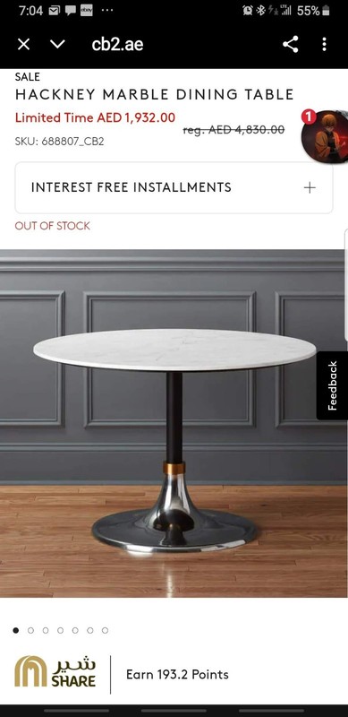 CB2 Hackney Marble Table 44" Round BANSWARA MARBLE Tri‑Metal Pedestal EXCELLENT gallery