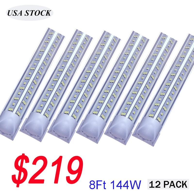 12 Pack LED Bar Lights 8FT 144W Daylight 6500K LED Shop Light Fixture Integrated gallery