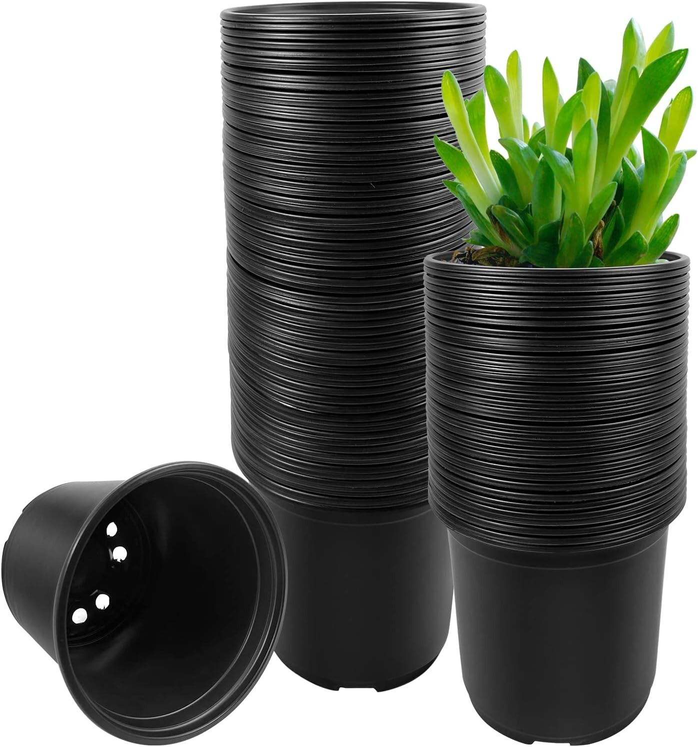 8 or 100 Pack Nursery Pots, 4 Inch Nursery Pot for Plants, Plastic Plant Pots gallery