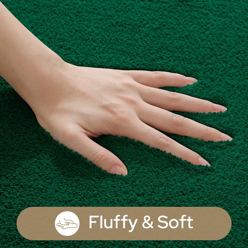 Bathroom Rug Set 3 PCS Thick Memory Foam Dark Green 17x24+20x32+U20x24 Inch gallery