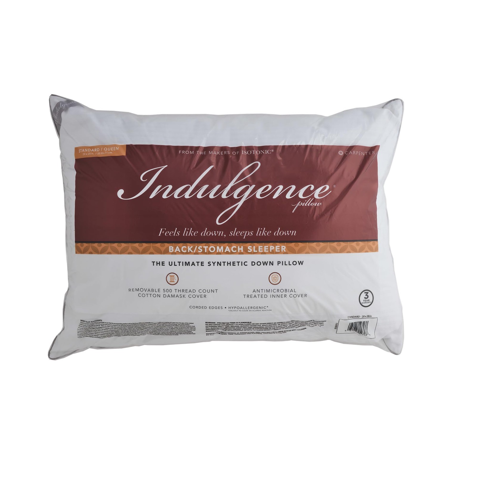 Isotonic Indulgence Synthetic Down Pillow | Back Standard/Queen, White Stripe gallery