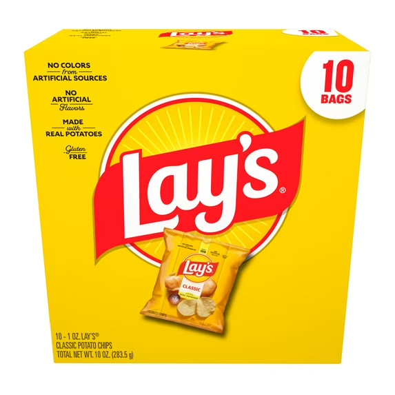 Lay's Classic Potato Snack Chips, 1 oz Bags, 10 Count Multipack gallery