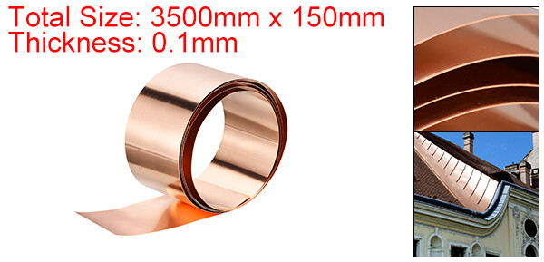 Copper Sheet Roll 11ft x 5.9" Pure Copper Strip Copper Flashing Metal Foil Plate gallery
