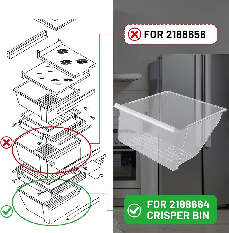 Bottom Clear Crisper Pan Replace For Whirlpool Refrigerator WP2188664 2188664 gallery