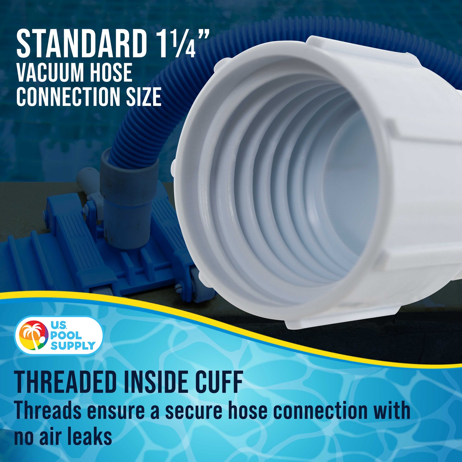 1-1/4" Pool Hose Cuff, Swimming Pool Replacement Cuff Spiral-Wound Vacuum 2 Pack gallery