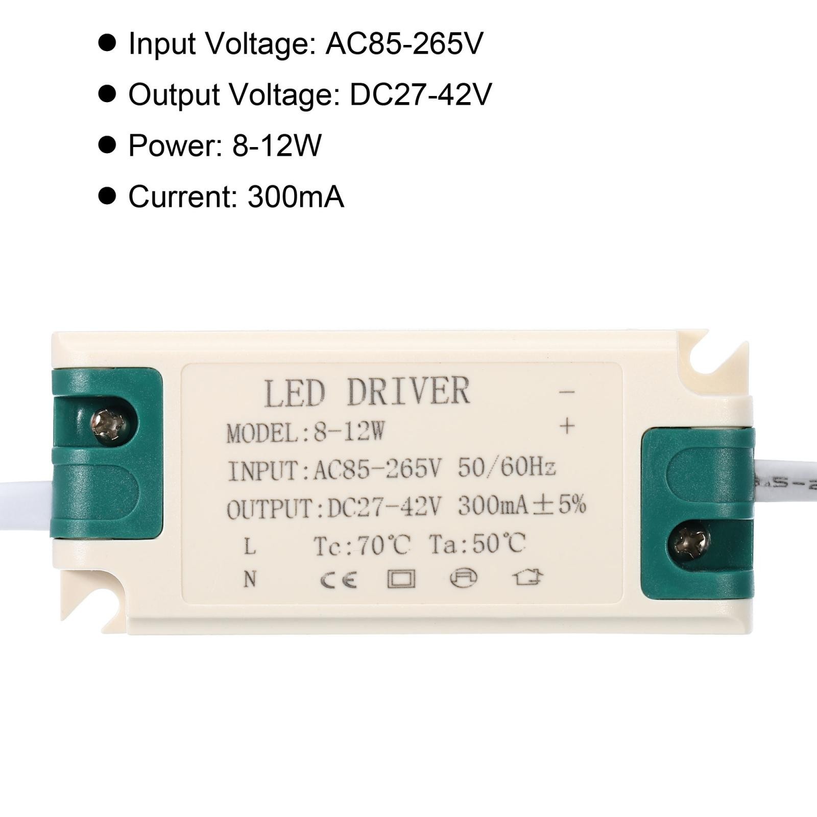 5pcs 8-12W 300mA LED Driver AC 85-265V Output 27-42V DC Male Connector gallery