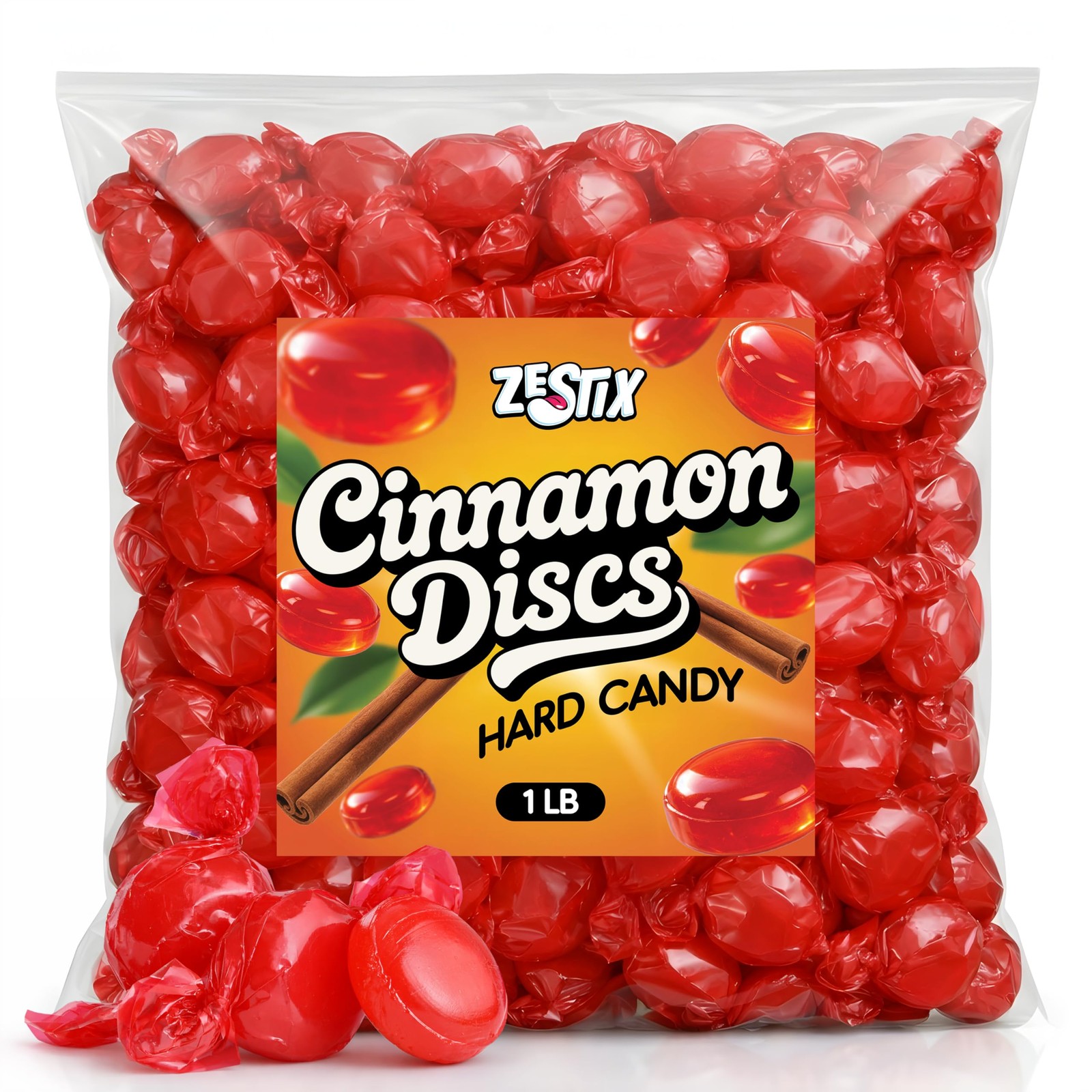 Cinnamon Discs Hard Candy, 1 lb. Bag Individually Wrapped, Old 16 Ounces gallery