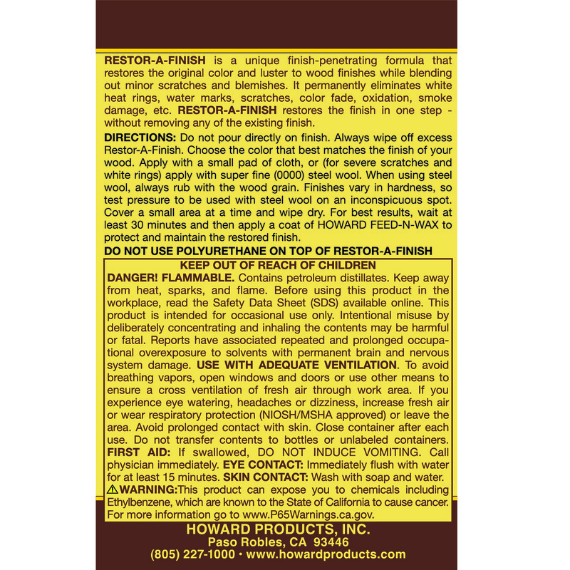 Howard Restor-A-Finish Semi-Transparent Mahogany Oil-Based Wood Restorer 1pt. gallery