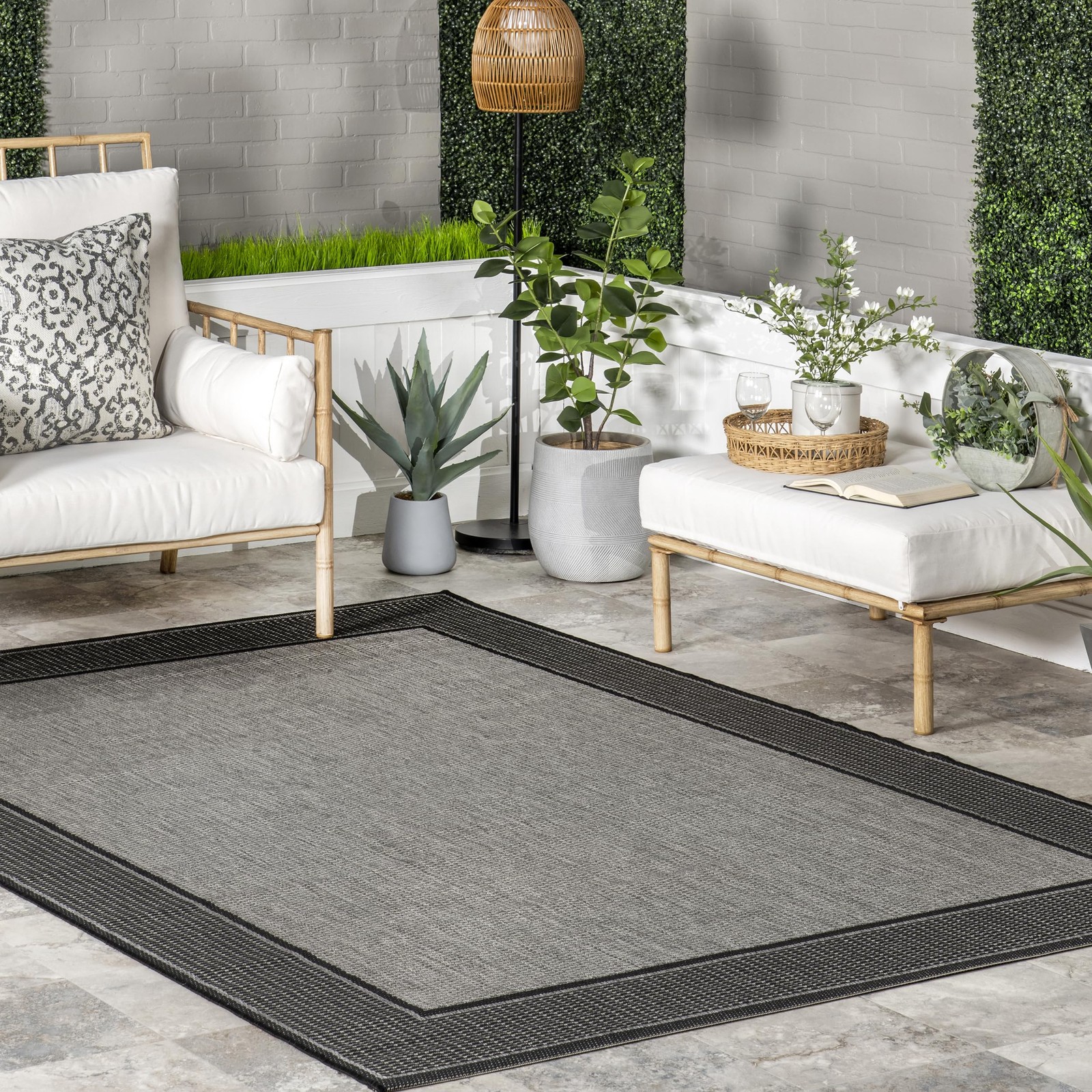 Nuloom Outdoor Performance Gris Grey/Black 53 X 76 Solid Soft And Cozy High gallery