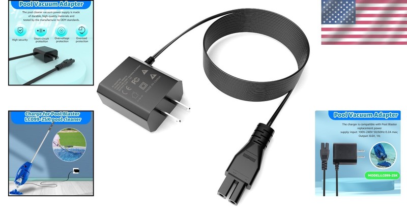 Dependable 8.6V Charger for Pool Blaster Cordless Vacuum - 2-Prong Power Cable gallery
