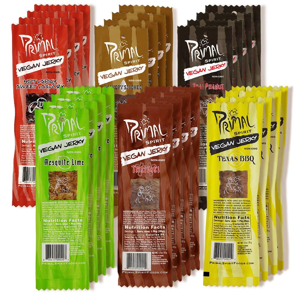 Primal Spirit Vegan Jerky Sampler 24-Pack Plant-Based Protein 1oz Each gallery