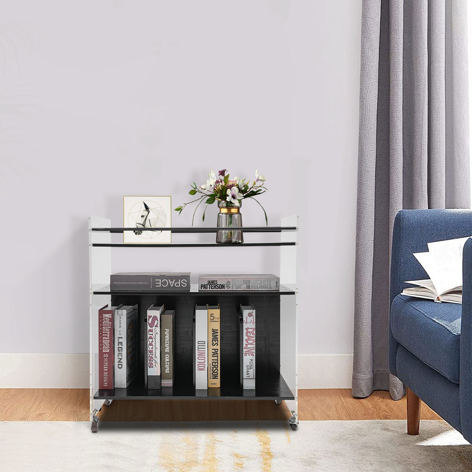 Acrylic End Table,Rectangle Side Table, Bamboo Acrylic Modern End Table gallery