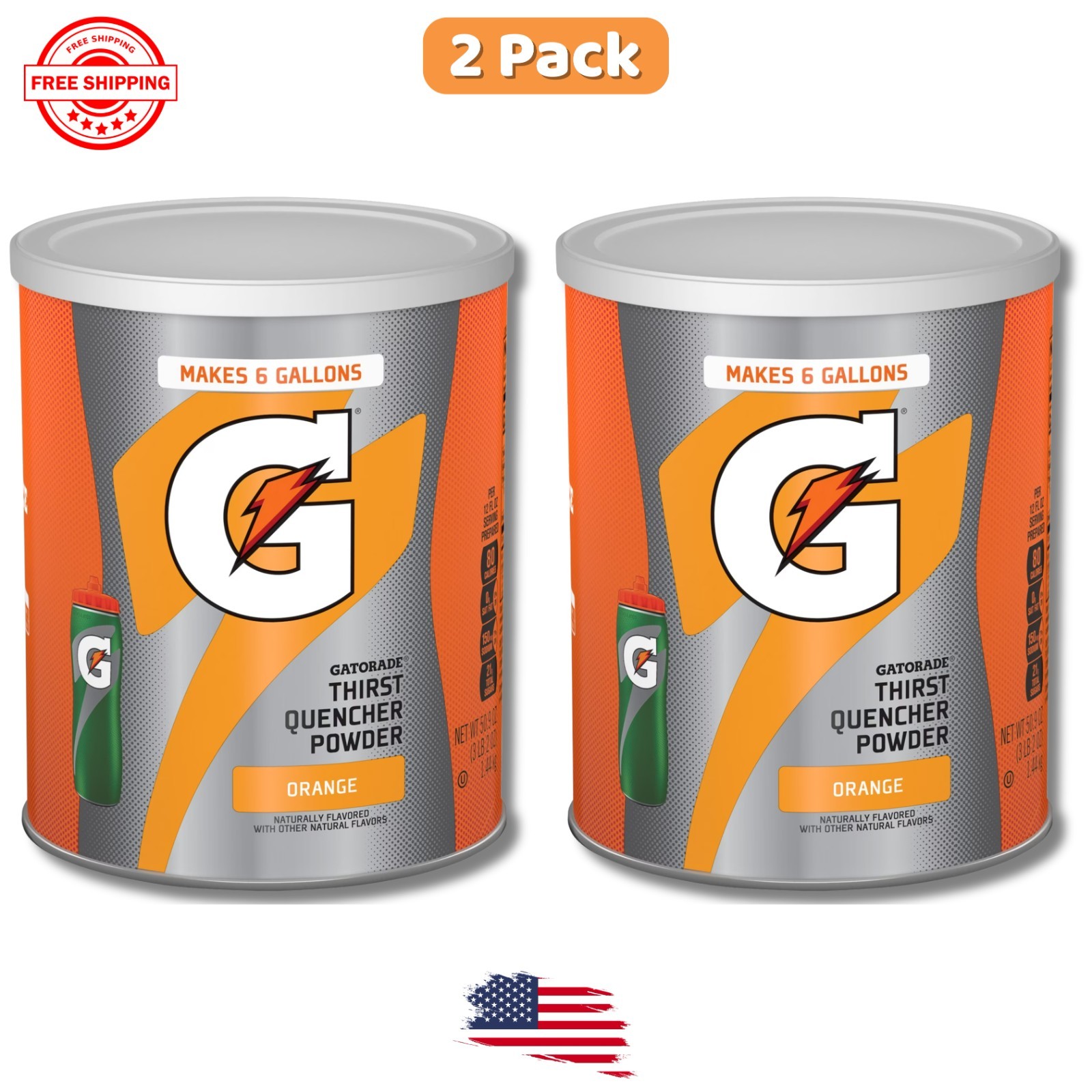 Gatorade Thirst Quencher Powder, Orange Flavor, 50.9 Ounce, Pack of 2 gallery