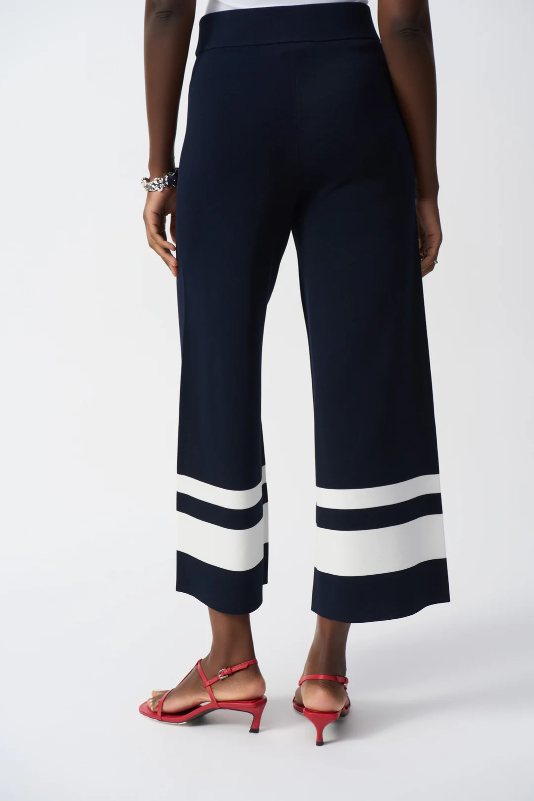 Joseph Ribkoff Blue/Vanilla Stripe Pull On Wide Leg Culotte Pants 251945 gallery
