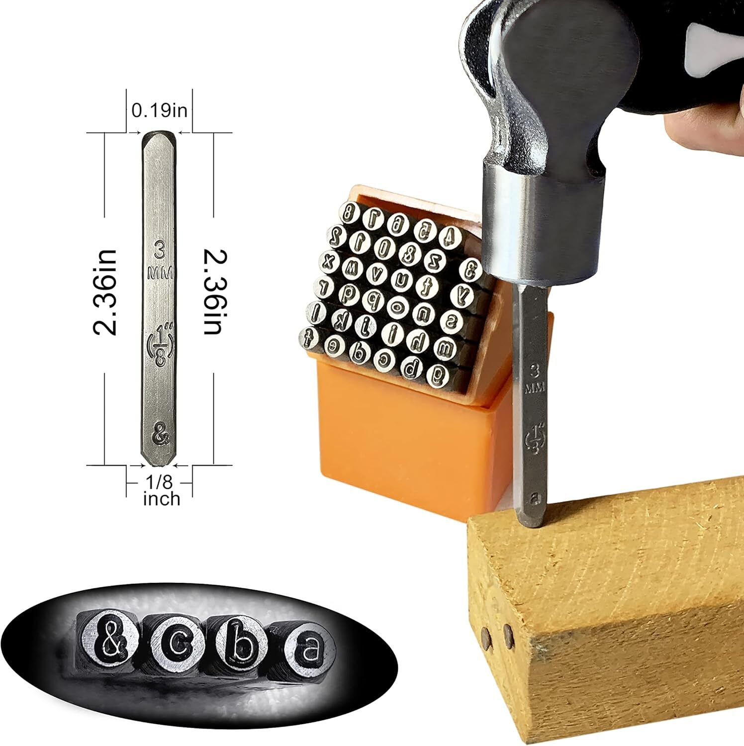 3mm Number and Letter Stamp Set 36 PCS Industrial Grade Lowercase Letters Punch gallery